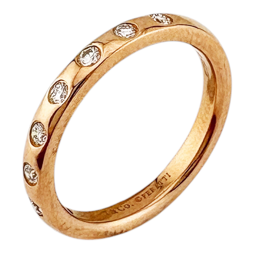Tiffany & Co. Stacking Band Ring, 18K Pink Gold, Diamond, Women's Ring.